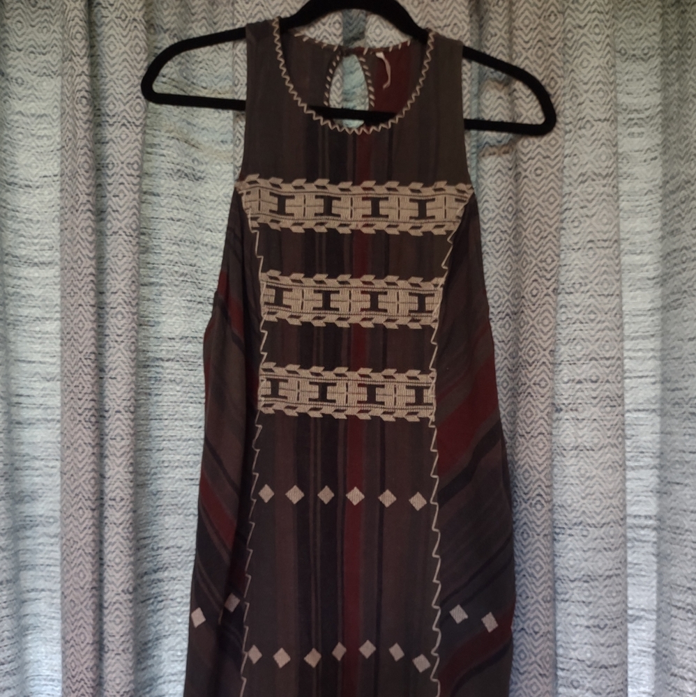 Free People Embroidered Keyhole Tunic Mini Dress Size Small